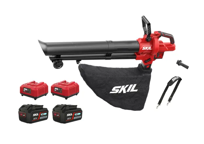 מפוח/שואב עלים חשמלי נטען 40V(2x20V) Brushless XP עם שק איסוף 45 ליטר + 2 סוללות 4.0Ah + שני מטענים SKIL