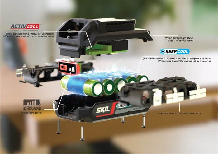 זוג סוללות 20V 4.0Ah בטכנולוגיית SKIL - Keep Cool