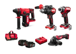 סט Brushless מקצועי- פטישון + מברגת אימפקט + משחזת + מקדחה נטענת רוטטת + +שתי סוללות 4.0Ah + מטען מהיר +תיק נשיאה SKIL