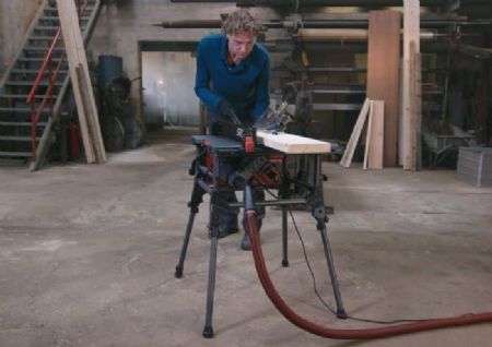 מסור שולחן "10 (254 מ"מ) 2000W עם רגליים מתקפלות + מסור גרונג עם פנדל 254 מ"מ 2000W עם סמן צל + מסור שרשרת "12 +סוללה 4.0Ah + מטען