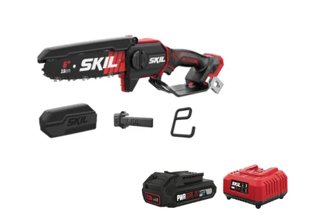 מיני מסור שרשרת חשמלי נטען Brushless להב "6 (15 ס"מ) עם מערכת שימון עצמי מתנה סוללה 2.0Ah + מטען SKIL