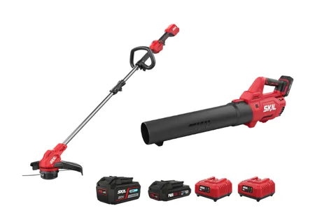 מפוח עלים חשמלי נטען 20V Brushless + חרמש 33 ס"מ Brushless +סוללה 2.0Ah + סוללה 4.0Ah + שני מטענים SKIL