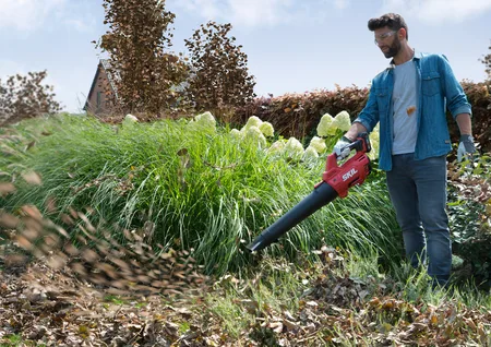 מפוח עלים חשמלי נטען 20V Brushless + קוצץ קנטים חשמלי טלסקופי נטען 20V קוטר 25 ס"מ ראש מתכוונן מלא + סוללה 2.0Ah +מטען SKIL