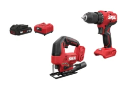 מקדחה/מברגה נטענת 13 מ"מ 20V Brushless גיר 2 מהירויות + מסור ג'יקסו נטען Brushless 20V עד 120 מ"מ + סוללה 2.0Ah +מטען SKIL