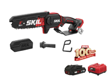 מיני מסור שרשרת חשמלי נטען Brushless להב "6 (15 ס"מ) עם מערכת שימון עצמי מתנה סוללה 2.0Ah + מטען SKIL