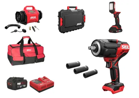 ערכת חילוץ - חובה בכל רכב מפתח רטיטה "1/2 700/1200 במזוודה + בוקסות + מדחס + תיק + תאורה לד + סוללה 4.0Ah + מטען מהיר SKIL