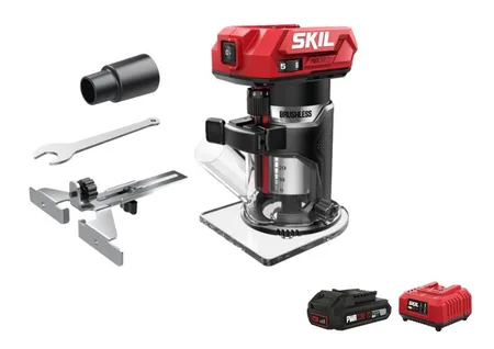 טרימר (כרסם) Brushless 20V עם קולט קולט "1/4 וקולטים 6/8 מ"מ מתנה סוללה 2.0Ah + מטען SKIL