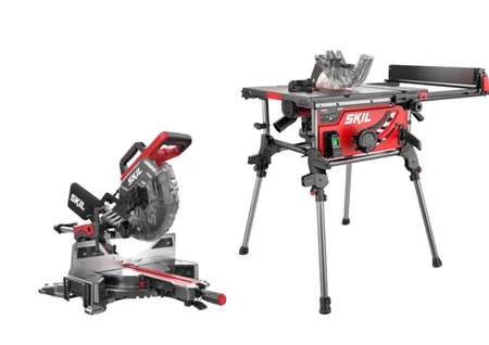 מסור שולחן "10 (254 מ"מ) 2000W עם רגליים מתקפלות + מסור גרונג עם פנדל 254 מ"מ 2000W עם סמן צל SKIL