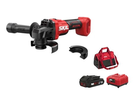 משחזת זווית נטענת 115 מ"מ ( "4.5) 20V Brushless התנעה רכה מתנה סוללה 2.0Ah + מטען + תיק SKIL