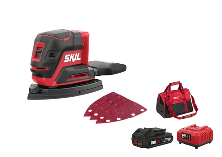 מלטשת מולטי יד אחת 20V Brushless + שק איסוף מתנה סוללה 2.0Ah + מטען + תיק SKIL